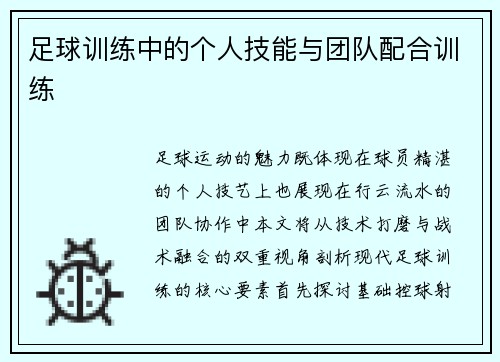 足球训练中的个人技能与团队配合训练